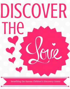 Logo for benefit called Discover the Love white background with red lettering