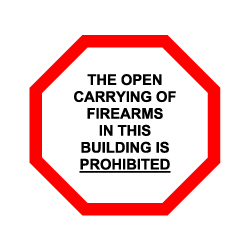 The open carrying of firearms in this building is prohibited